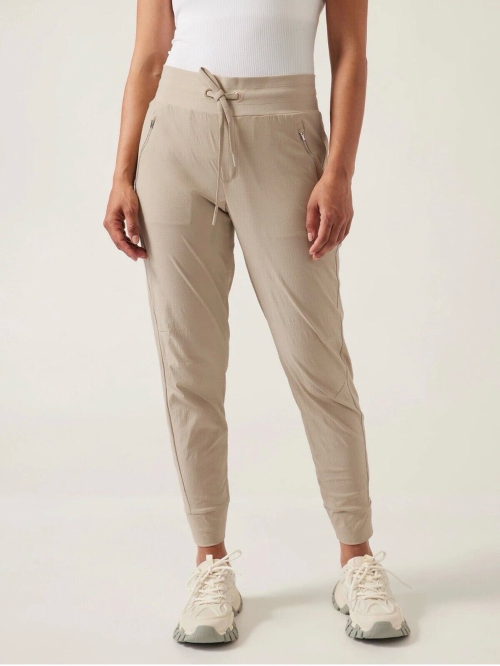 Athleta Light Beige Drawstring Jogger Pants
